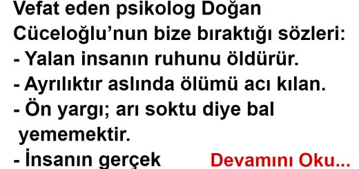 Vefat eden psikolog Doğan Cüceloğlu’nun bize bıraktığı sözleri